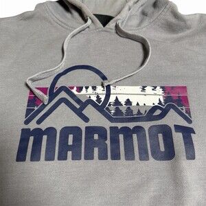 Marmot Coastal Hoody Pullover Hoodie Unisex Gray Kangaroo Pocket Logo Large